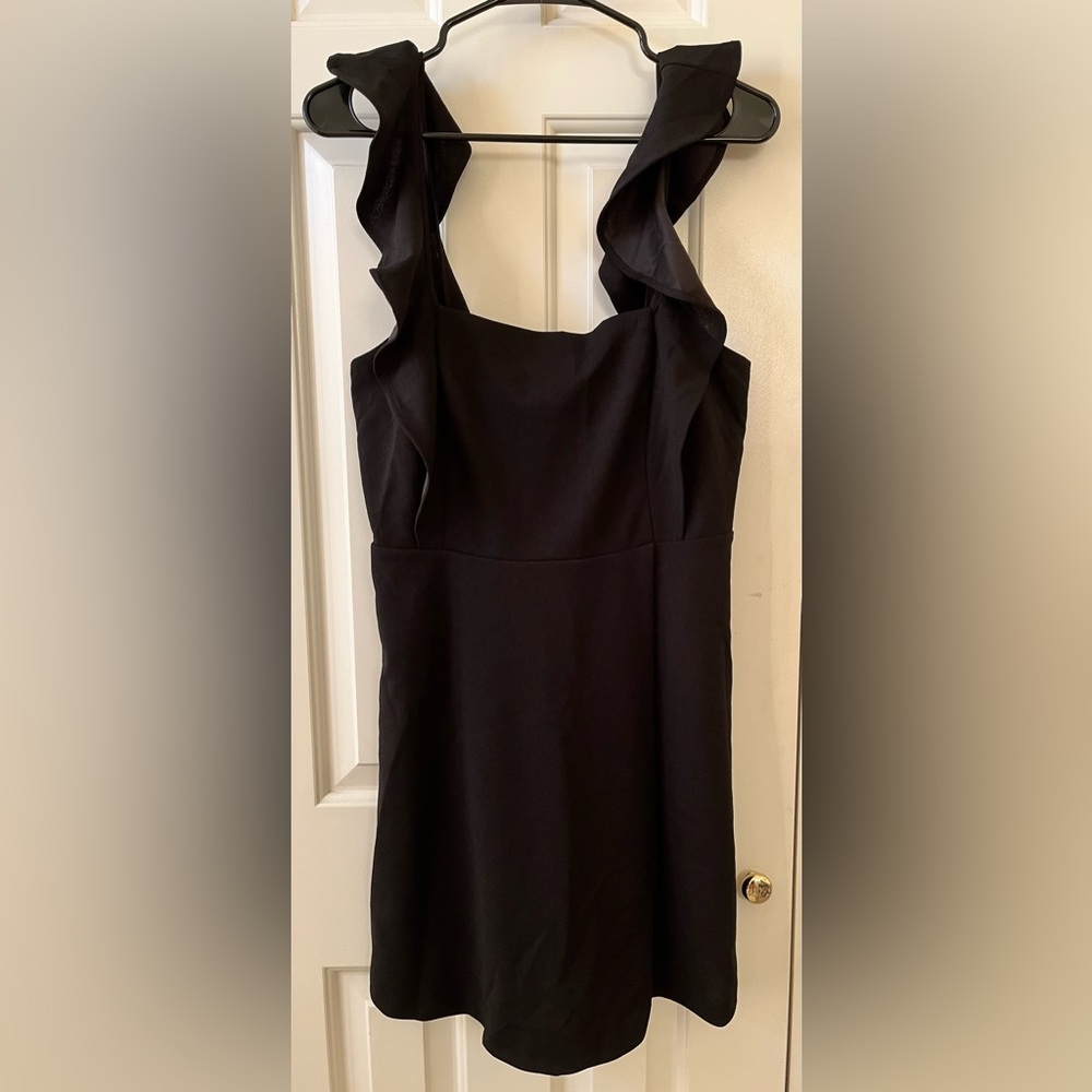BCBG Paris Ruffle Strap Black Dress